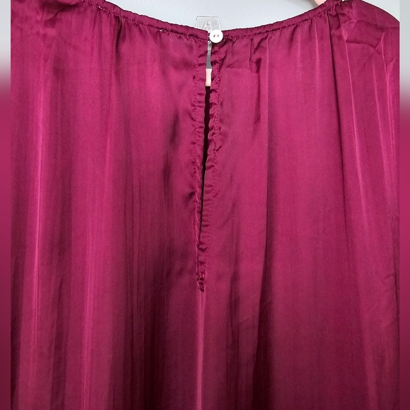 Madewell Women's Short-Sleeve Silky Slip Midi Dress in Plissé, Dark Red, XS NWOT - Picture 8 of 13